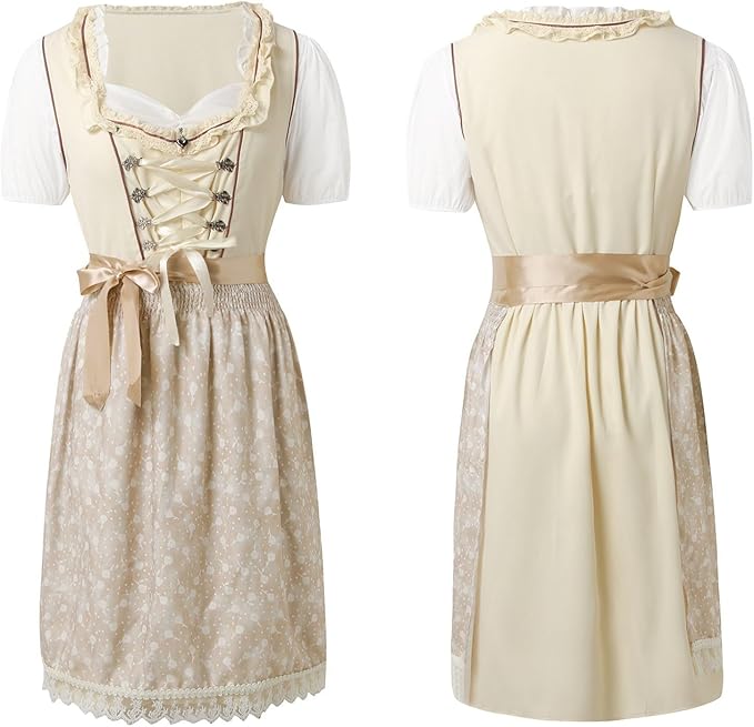 Elegantes Damen Dirndl in Beige - Klassisches Trachtenkleid