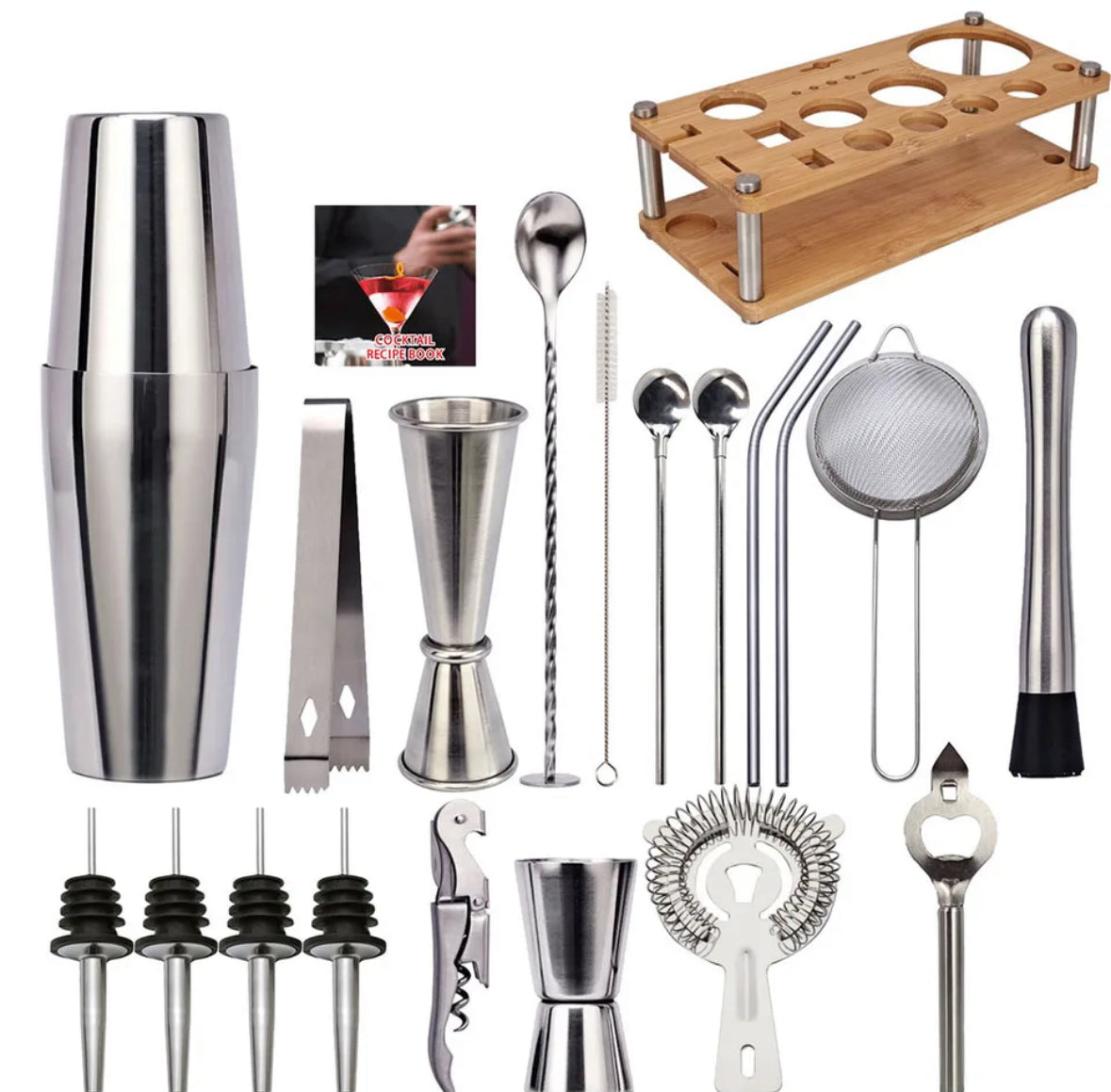 Bartender Set – 23-teiliges Edelstahl-Set – Ideal für Cocktail-Experimente zu Hause
