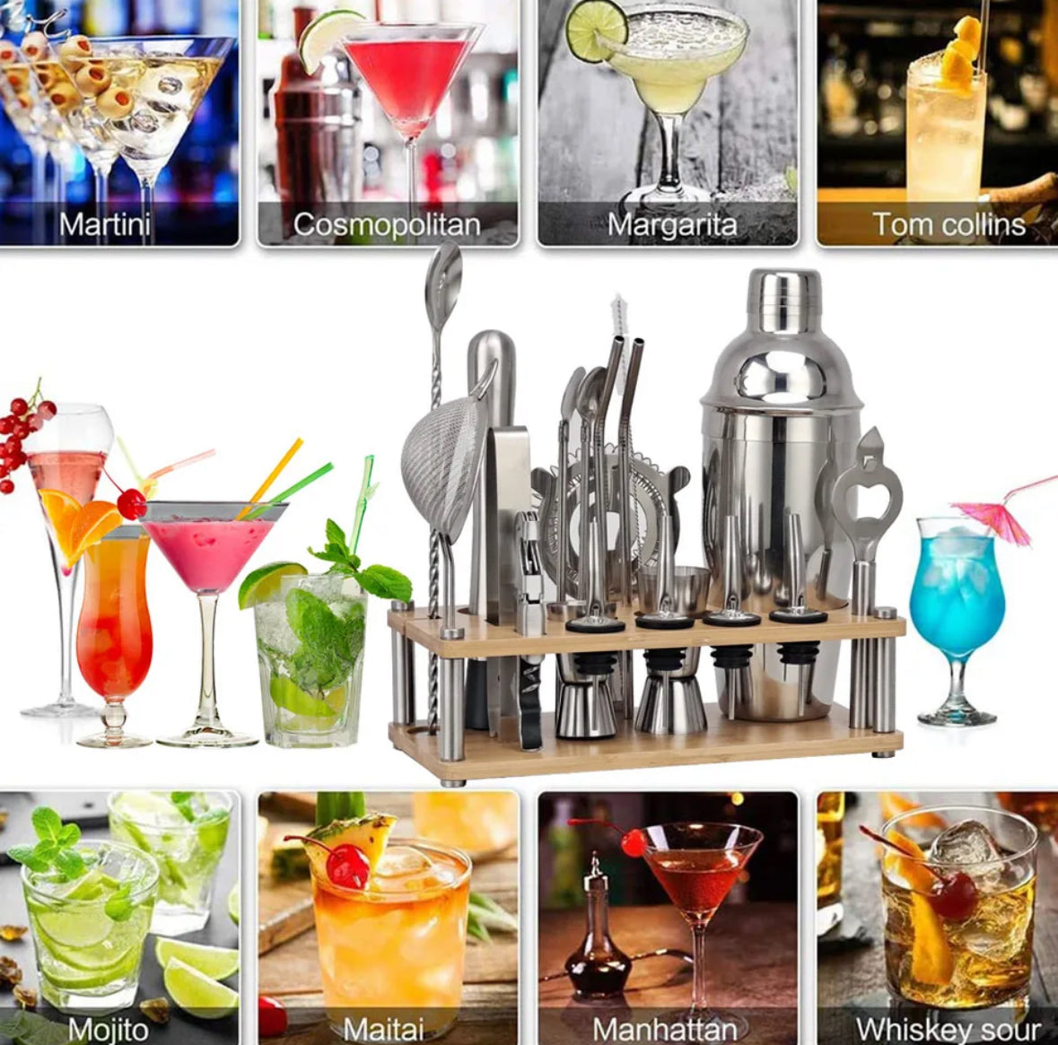 Bartender Set – 23-teiliges Edelstahl-Set – Ideal für Cocktail-Experimente zu Hause