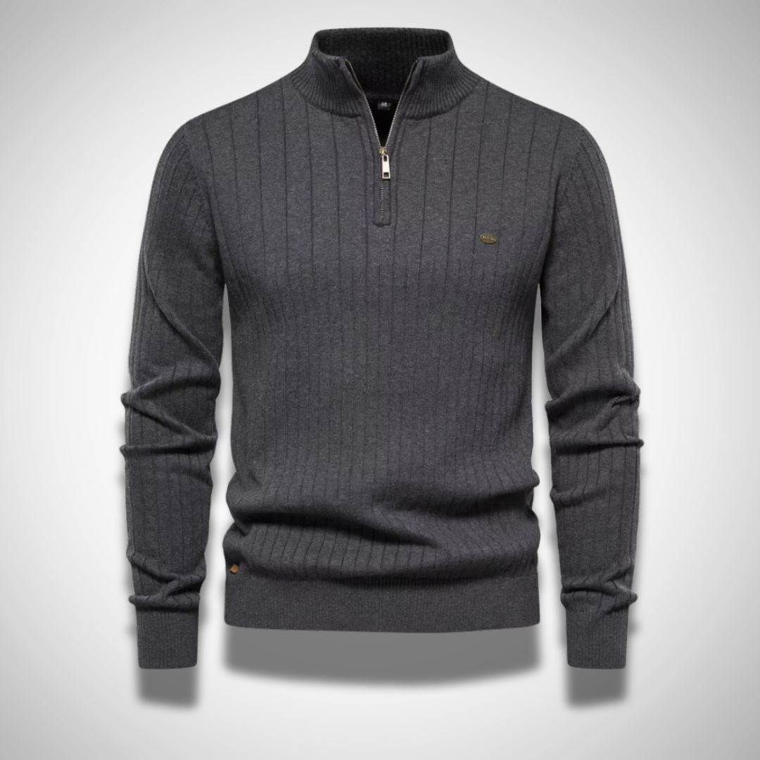 Baumwoll-Pullover mit Reißverschluss für Herren – Stilvoll & Bequem