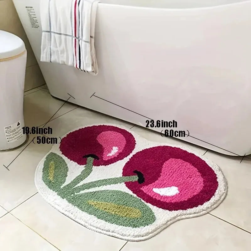 CERILA – Flauschige Badmatte mit Kirsch-Design