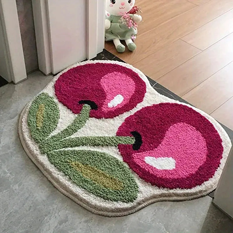 CERILA – Flauschige Badmatte mit Kirsch-Design