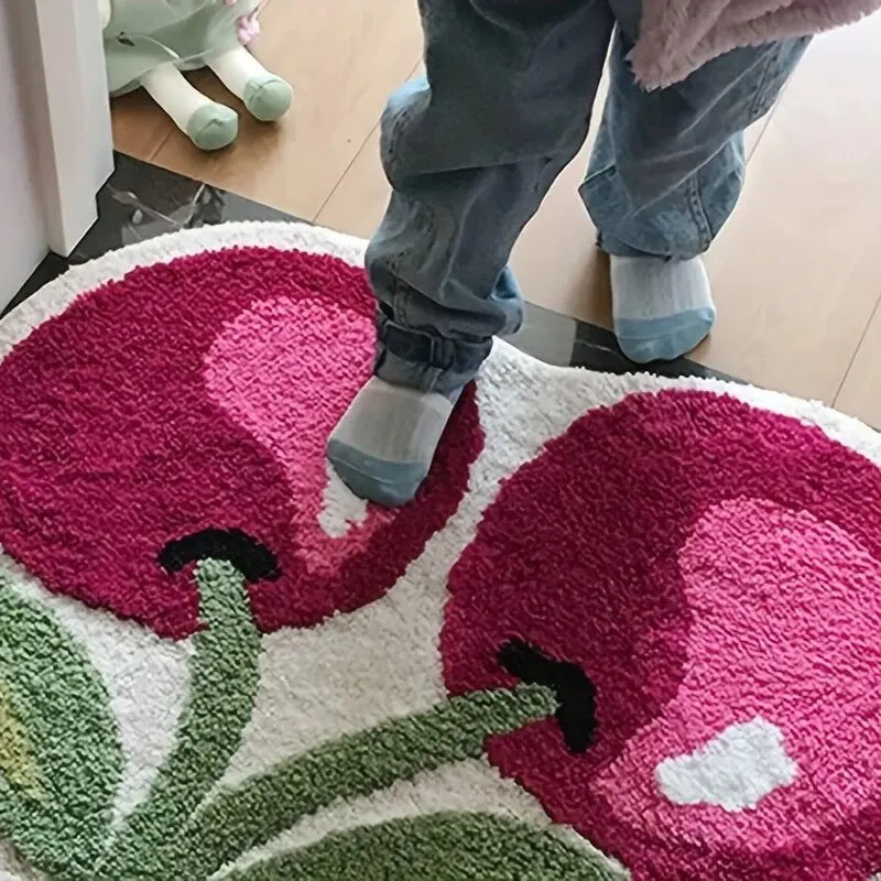 CERILA – Flauschige Badmatte mit Kirsch-Design