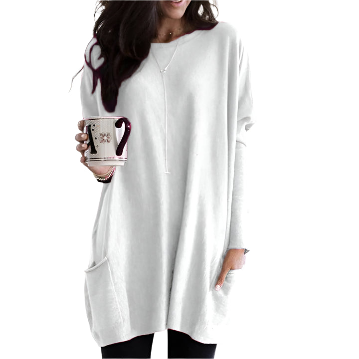 Casual Chic – Damenpullover aus Baumwolle – Bequem mit Praktischen Taschen