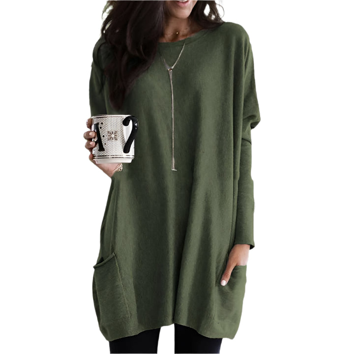 Casual Chic – Damenpullover aus Baumwolle – Bequem mit Praktischen Taschen