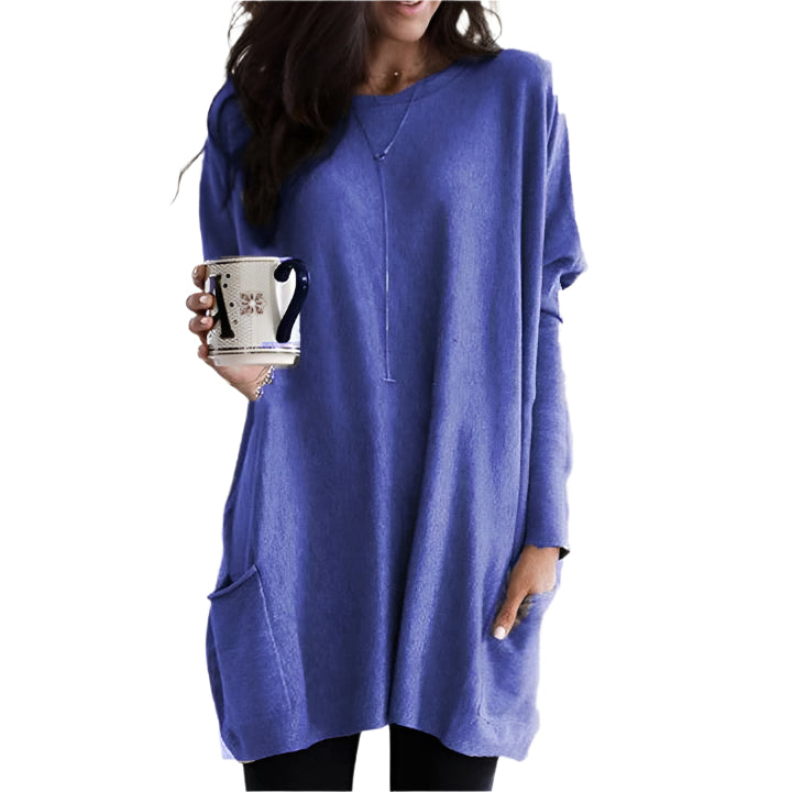 Casual Chic – Damenpullover aus Baumwolle – Bequem mit Praktischen Taschen