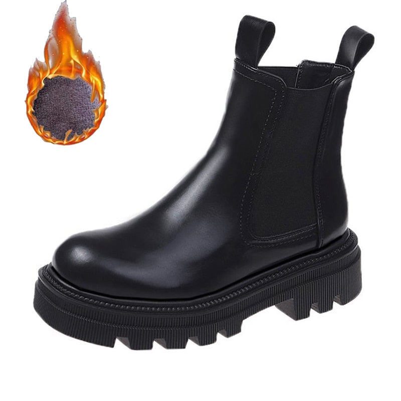 Chelsea Stiefel – Klobige Plateausohle & Elastische Seitendetails