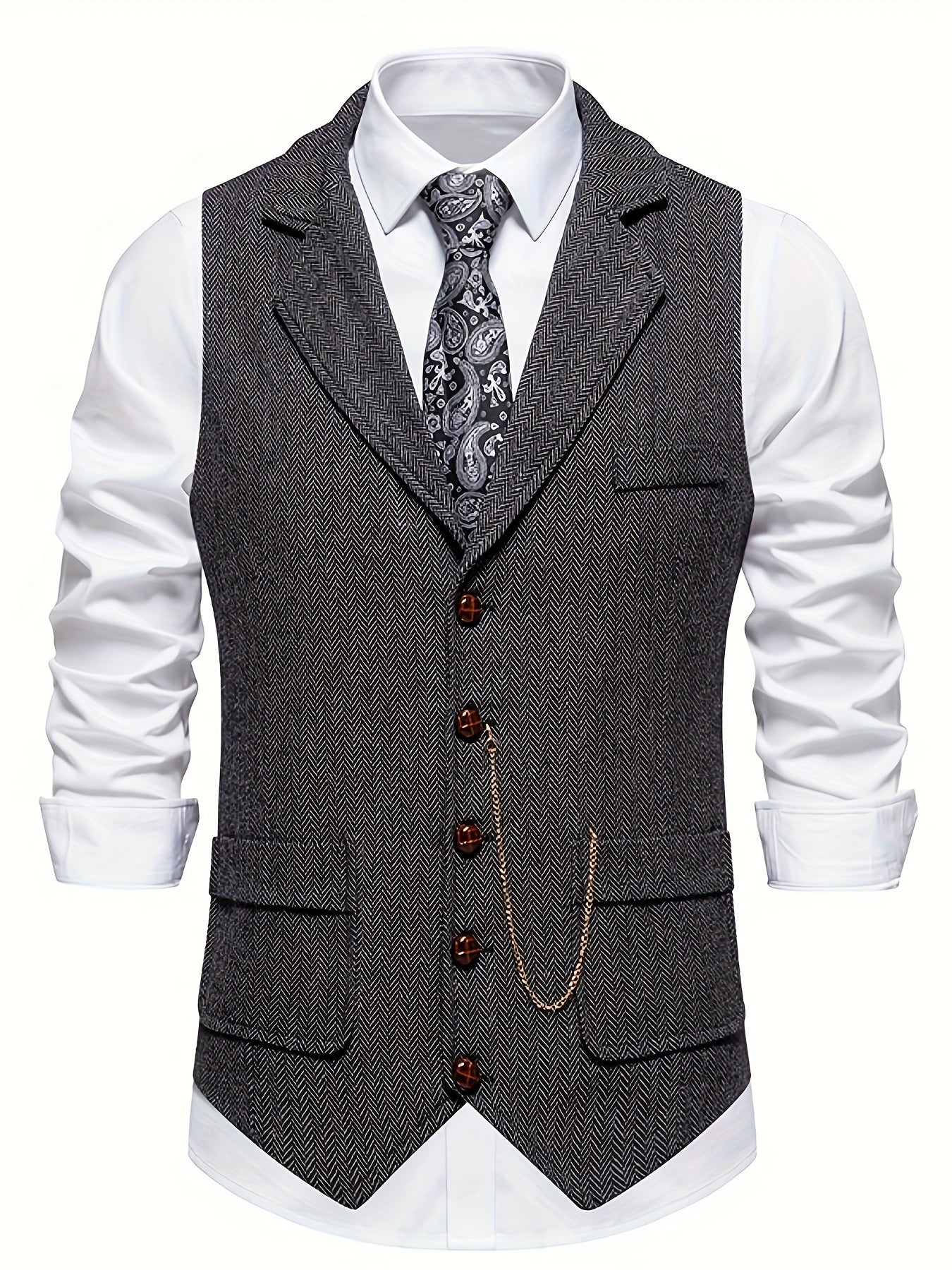 Classic Herrenweste – Fischgrätmuster – Elegante Passform für Stil und Komfort 1