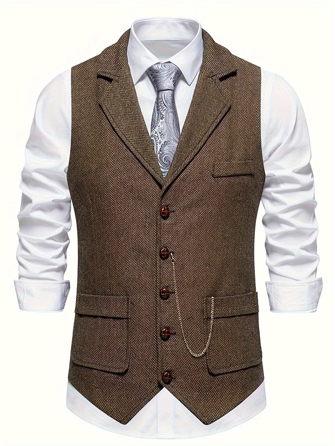 Classic Herrenweste – Fischgrätmuster – Elegante Passform für Stil und Komfort 2