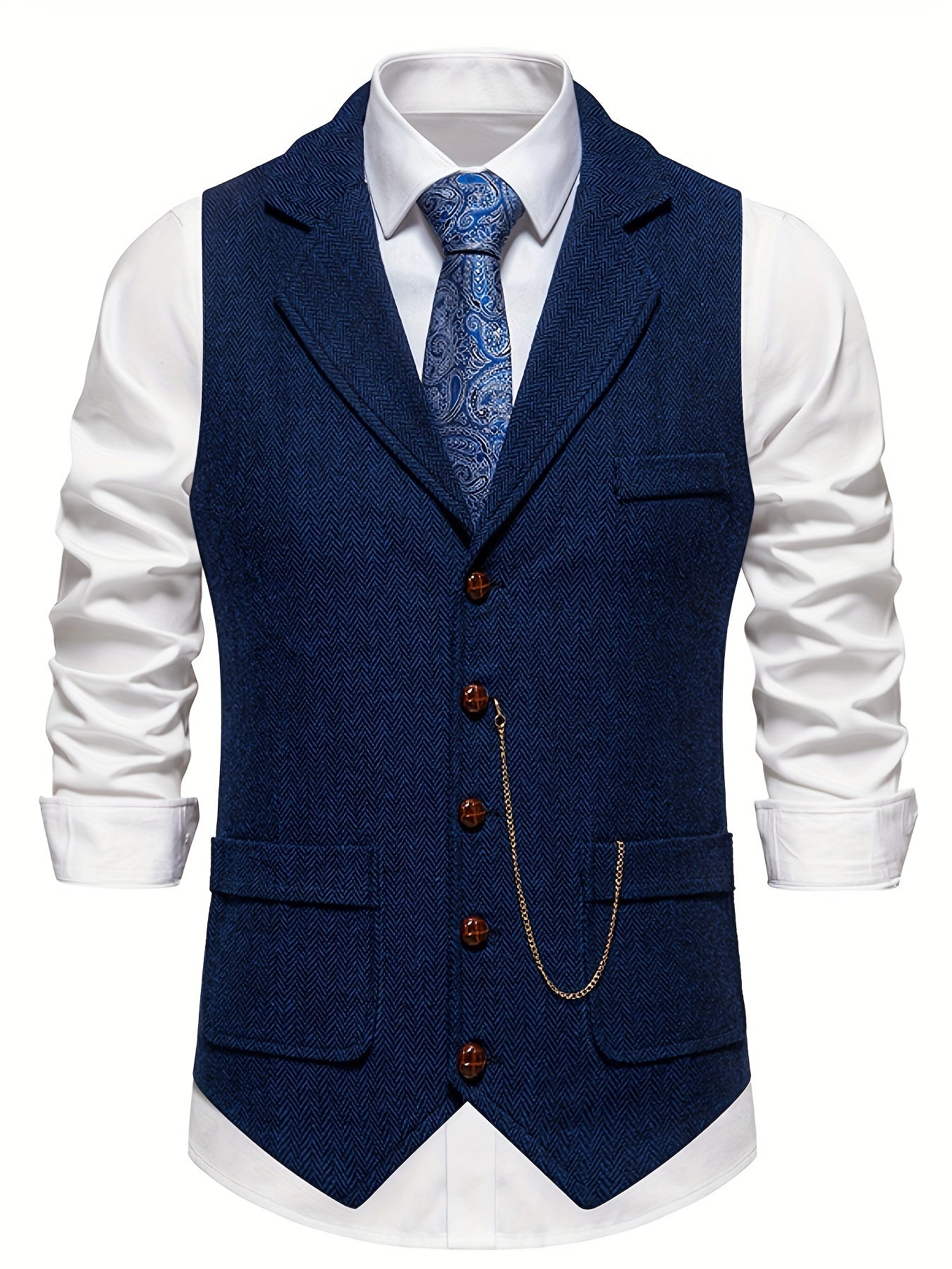 Classic Herrenweste – Fischgrätmuster – Elegante Passform für Stil und Komfort 3