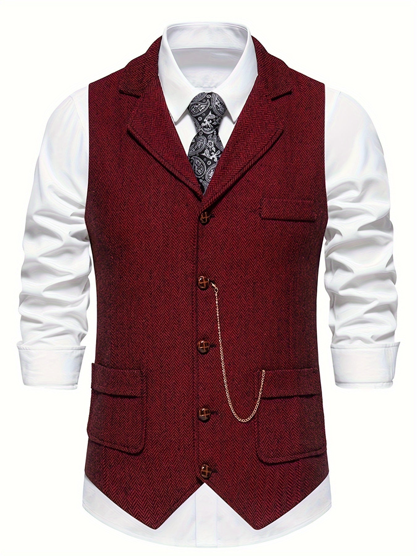 Classic Herrenweste – Fischgrätmuster – Elegante Passform für Stil und Komfort 4