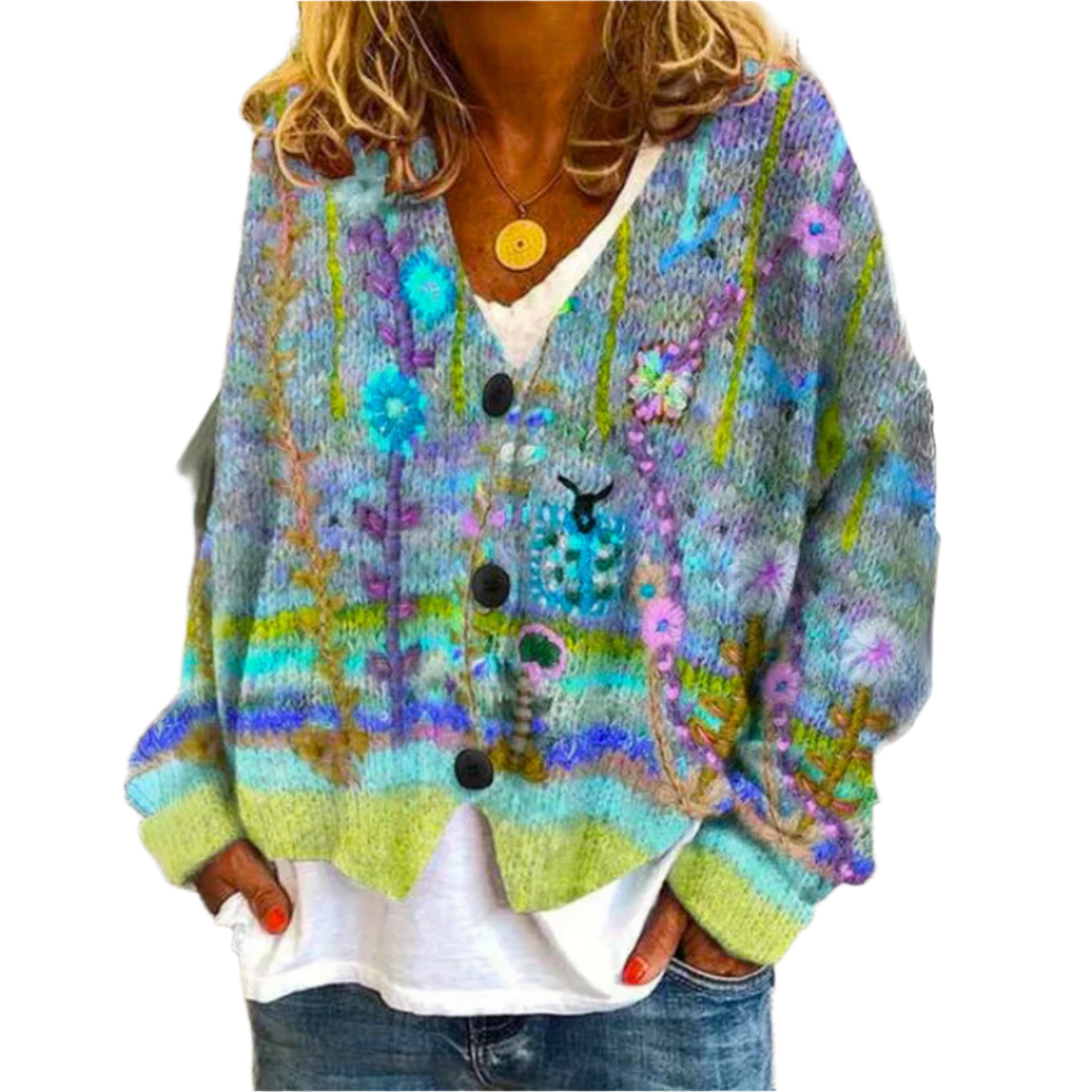 Damen Strickjacke – Bunte Muster & Bequeme Passform