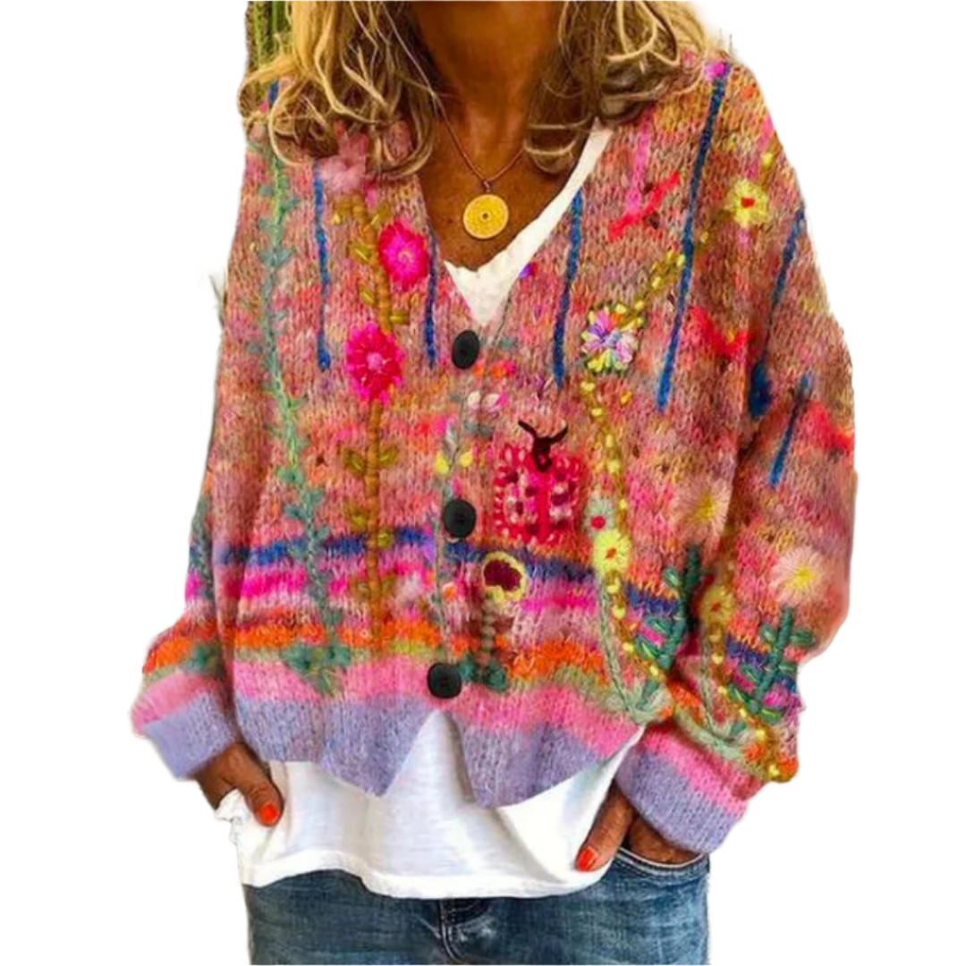 Damen Strickjacke – Bunte Muster & Bequeme Passform