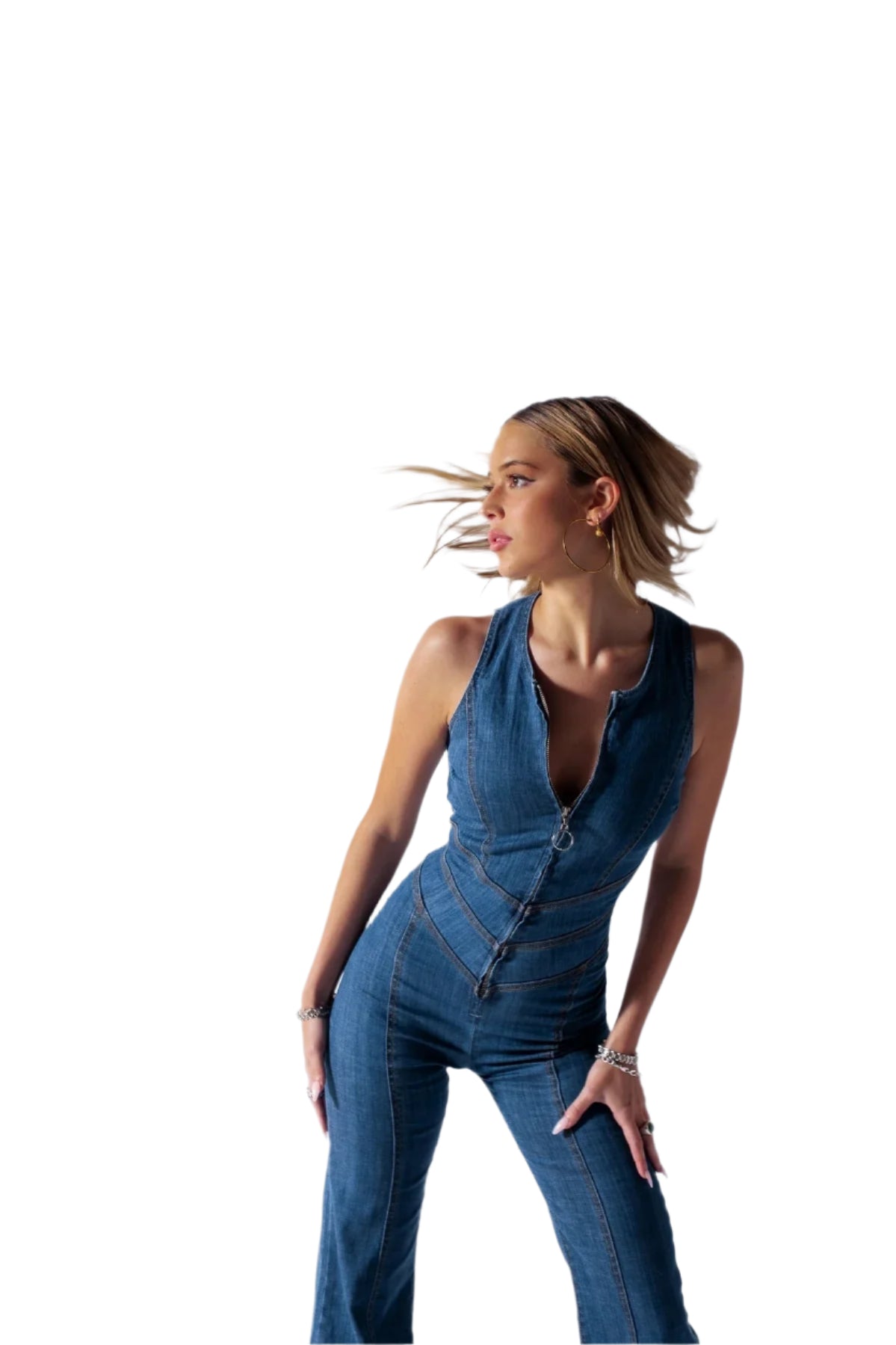 Denim Overall Damen – Tailliert mit Herzförmigem Rückenausschnitt – Elegant & Komfortabel