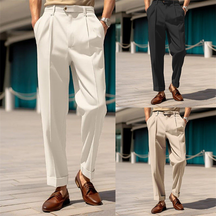 Elegante Herren Anzughose – Schwarze Straight Anzughose für Stilbewusste
