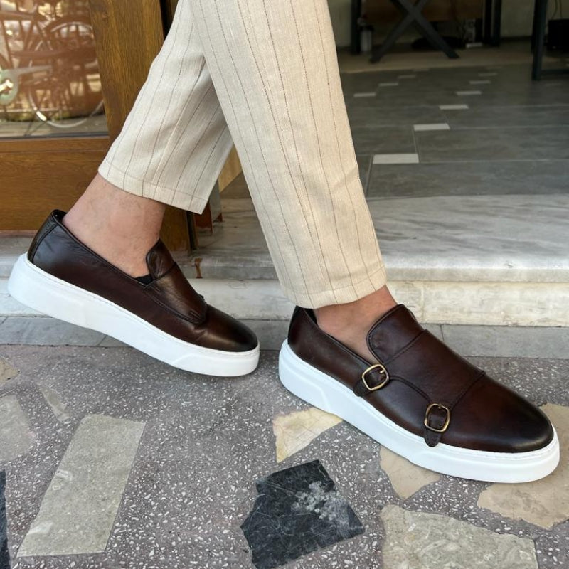 Elegante Herren Schuhe – Slip-On Loafers mit Doppelschnallen – Bequem & Stilvoll