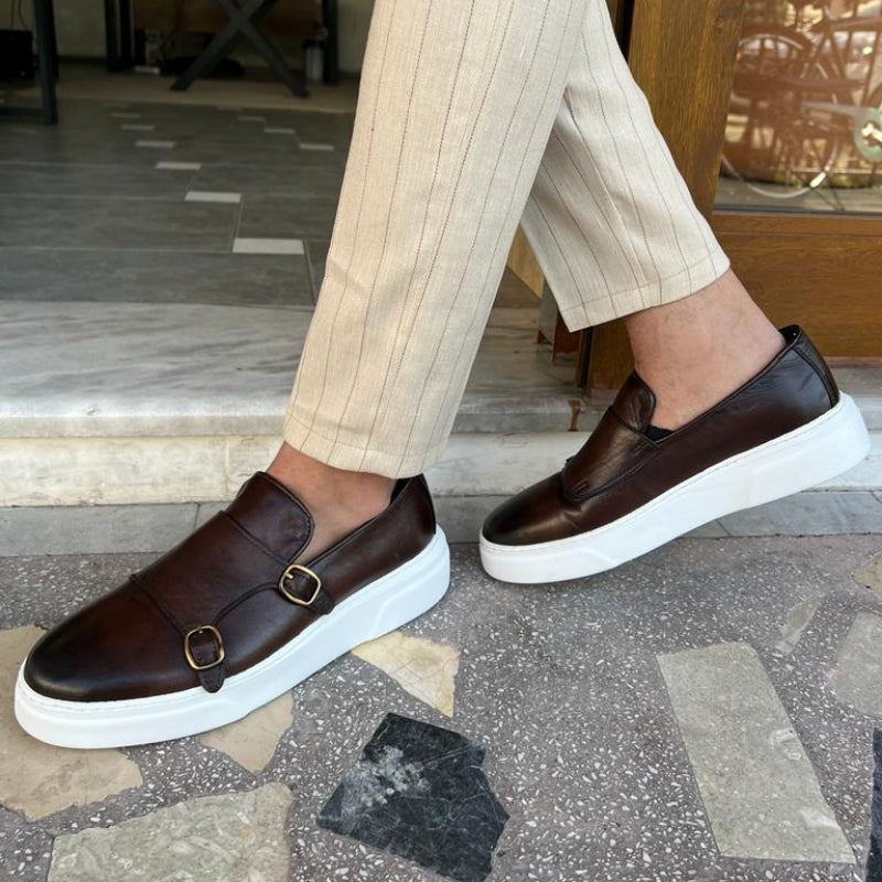 Elegante Herren Schuhe – Slip-On Loafers mit Doppelschnallen – Bequem & Stilvoll
