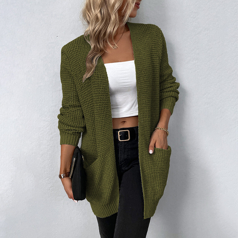 Eleganter Damen Cardigan – Lange Strickjacke mit V-Ausschnitt – Vielseitig & Stilvoll