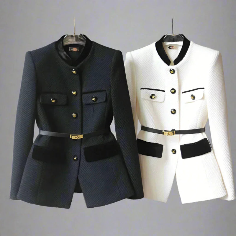 Eleganter Damen Wollmantel – Figurschmeichelnder Schnitt für Wintertage – Schwarz