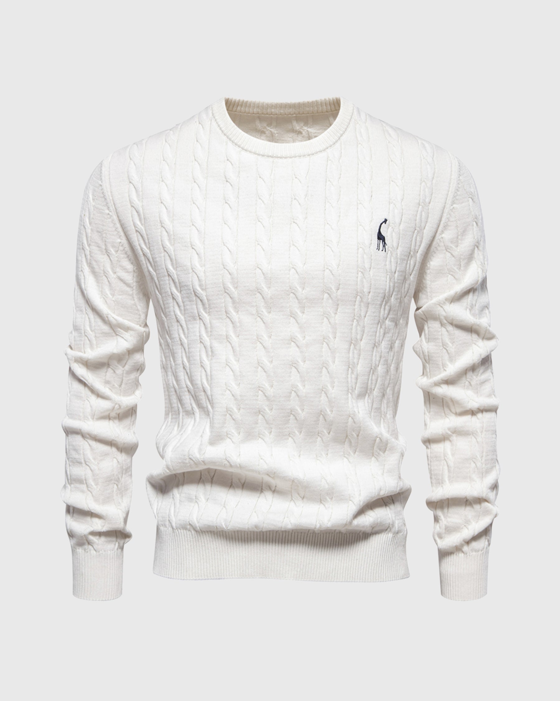 Eleganter Herren Zopfmuster Strickpullover – Hochwertige Baumwolle für Komfort