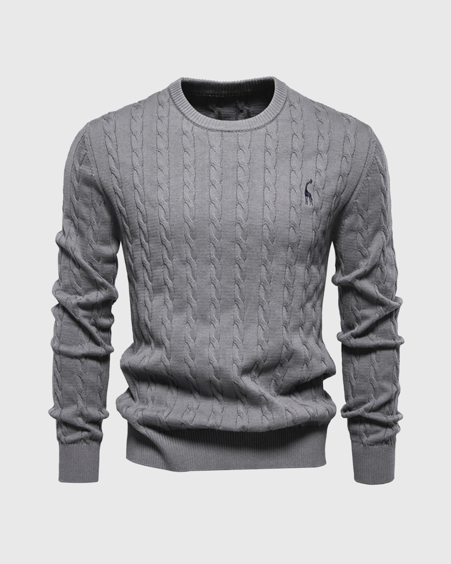 Eleganter Herren Zopfmuster Strickpullover – Hochwertige Baumwolle für Komfort