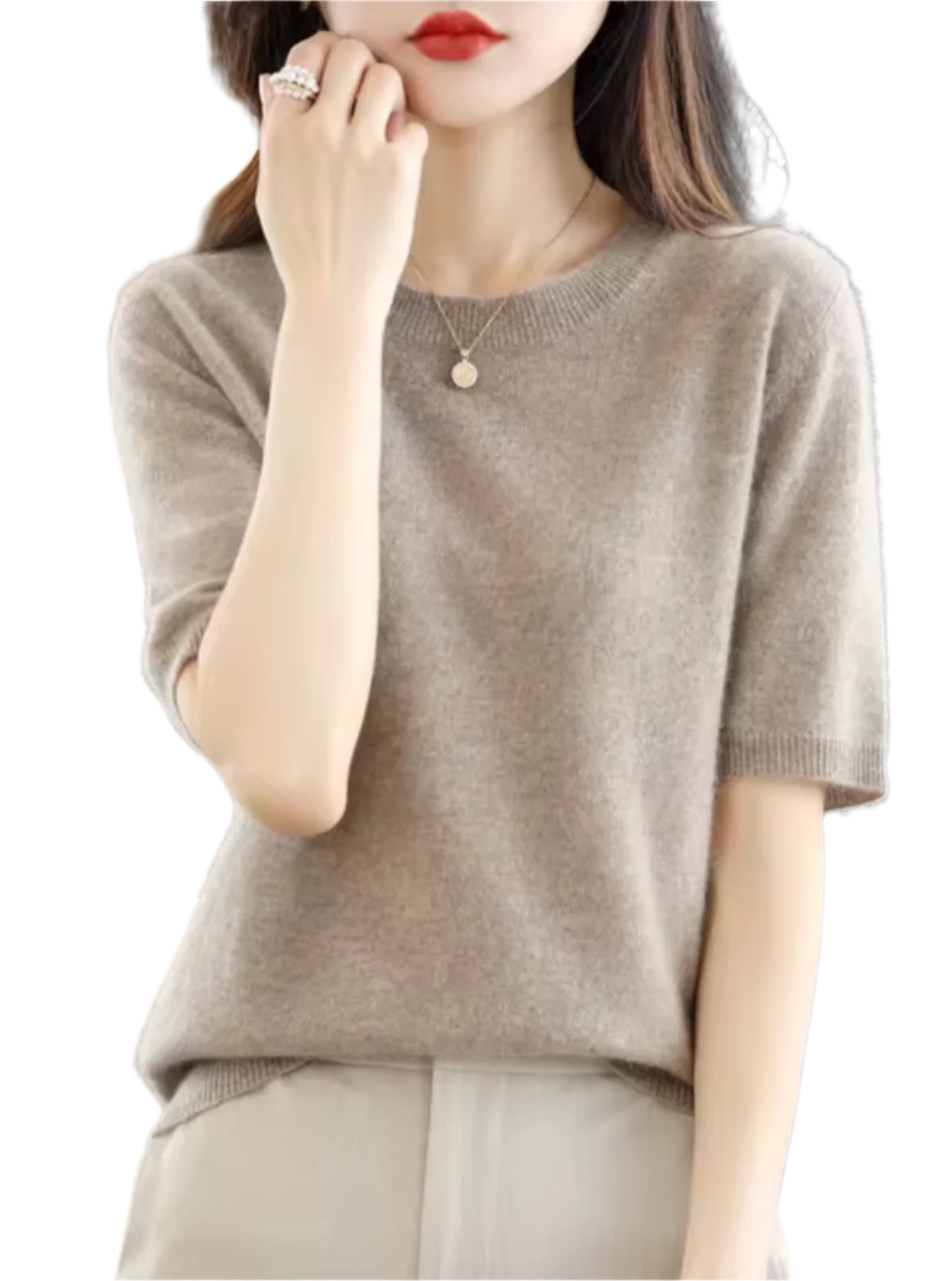 Eleganter Kurzärmliger Pullover – Hochwertige Wolle & Kaschmir – Schlanke Passform