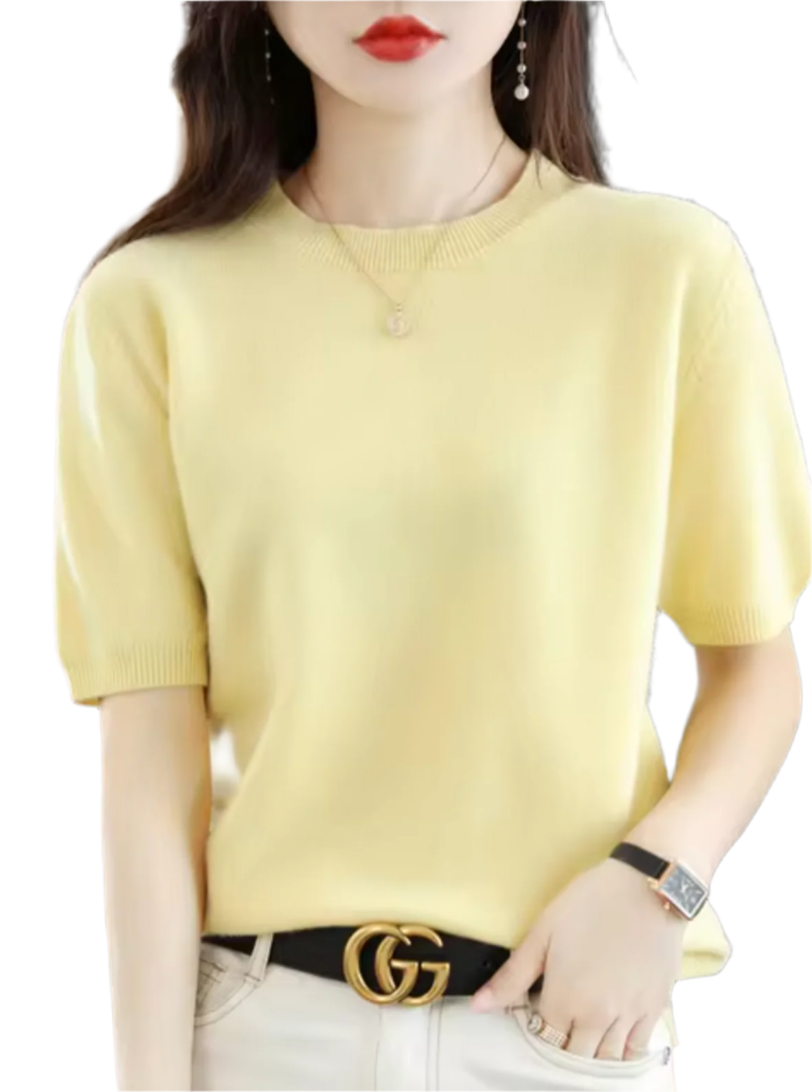Eleganter Kurzärmliger Pullover – Hochwertige Wolle & Kaschmir – Schlanke Passform