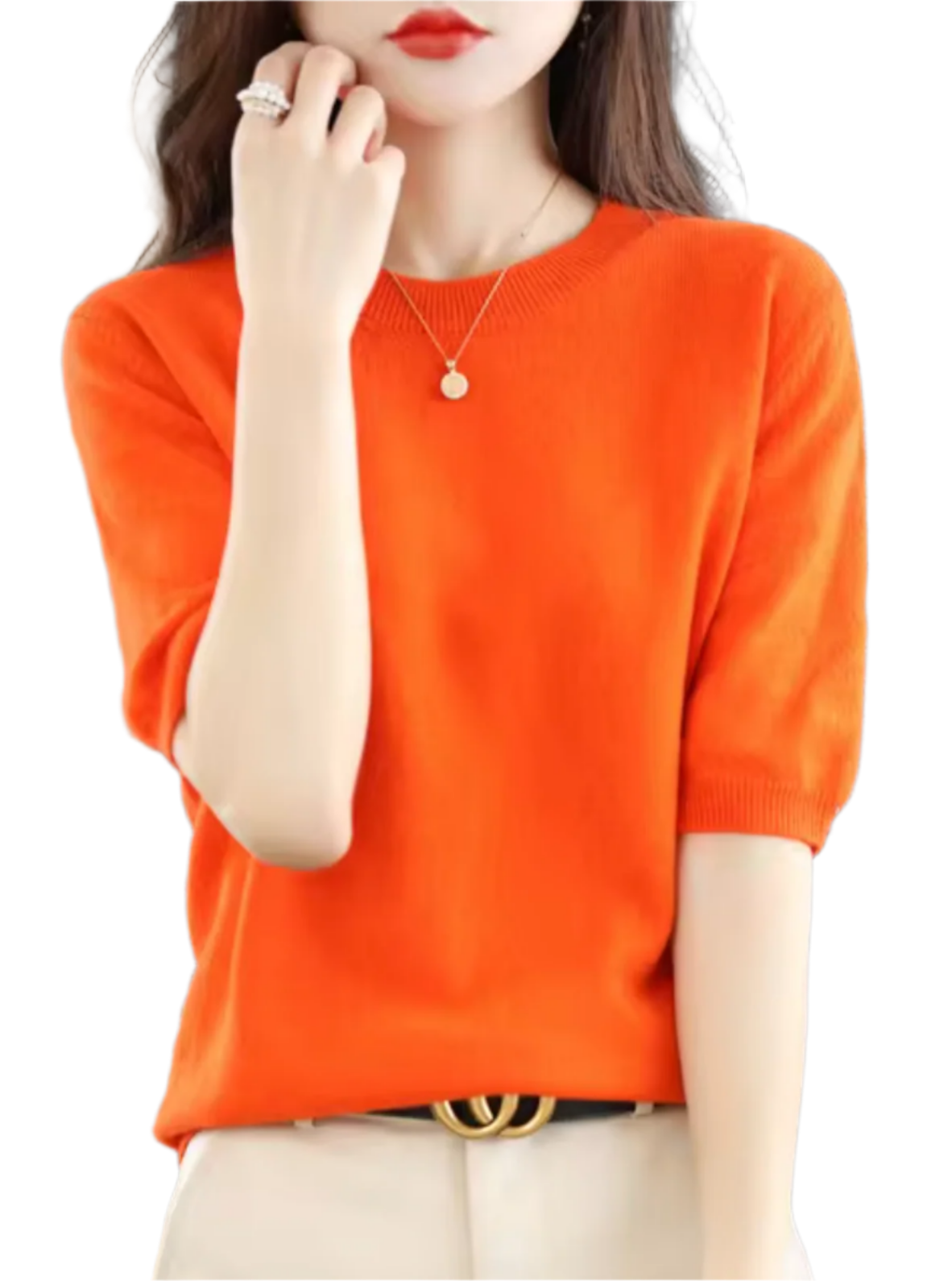 Eleganter Kurzärmliger Pullover – Hochwertige Wolle & Kaschmir – Schlanke Passform