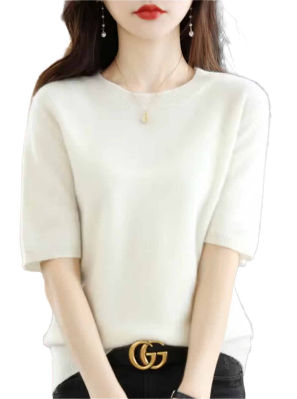 Eleganter Kurzärmliger Pullover – Hochwertige Wolle & Kaschmir – Schlanke Passform