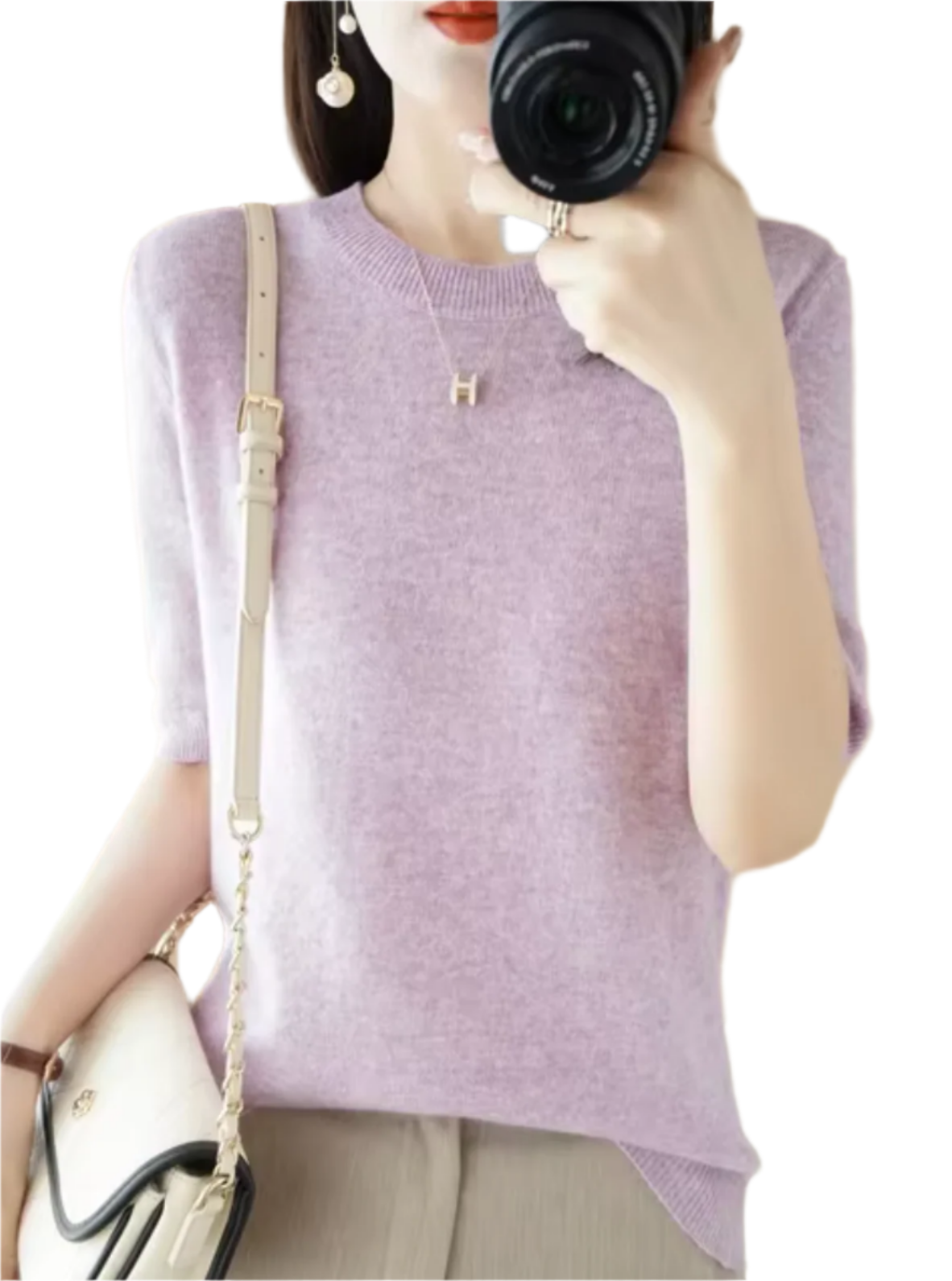 Eleganter Kurzärmliger Pullover – Hochwertige Wolle & Kaschmir – Schlanke Passform