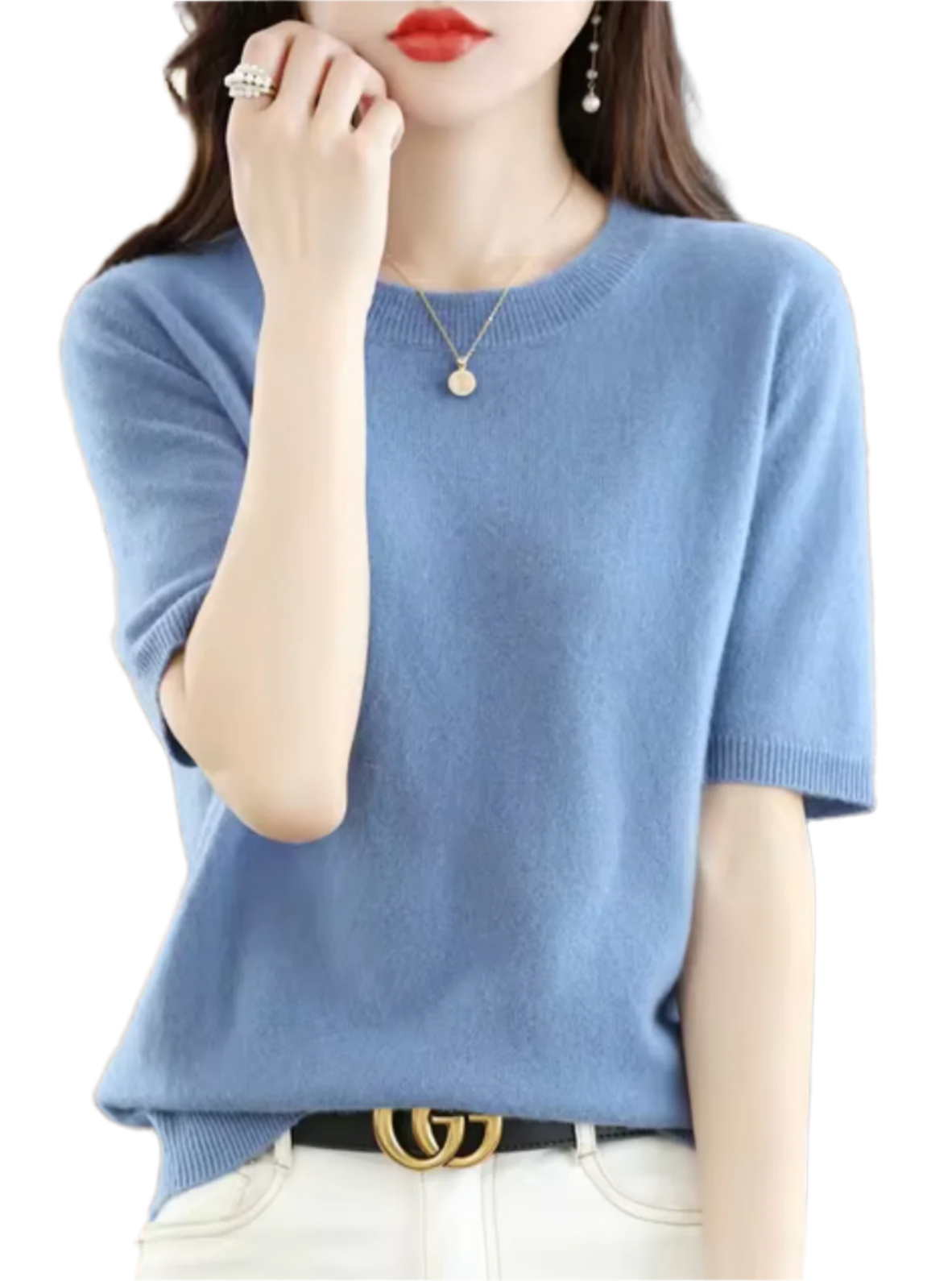 Eleganter Kurzärmliger Pullover – Hochwertige Wolle & Kaschmir – Schlanke Passform