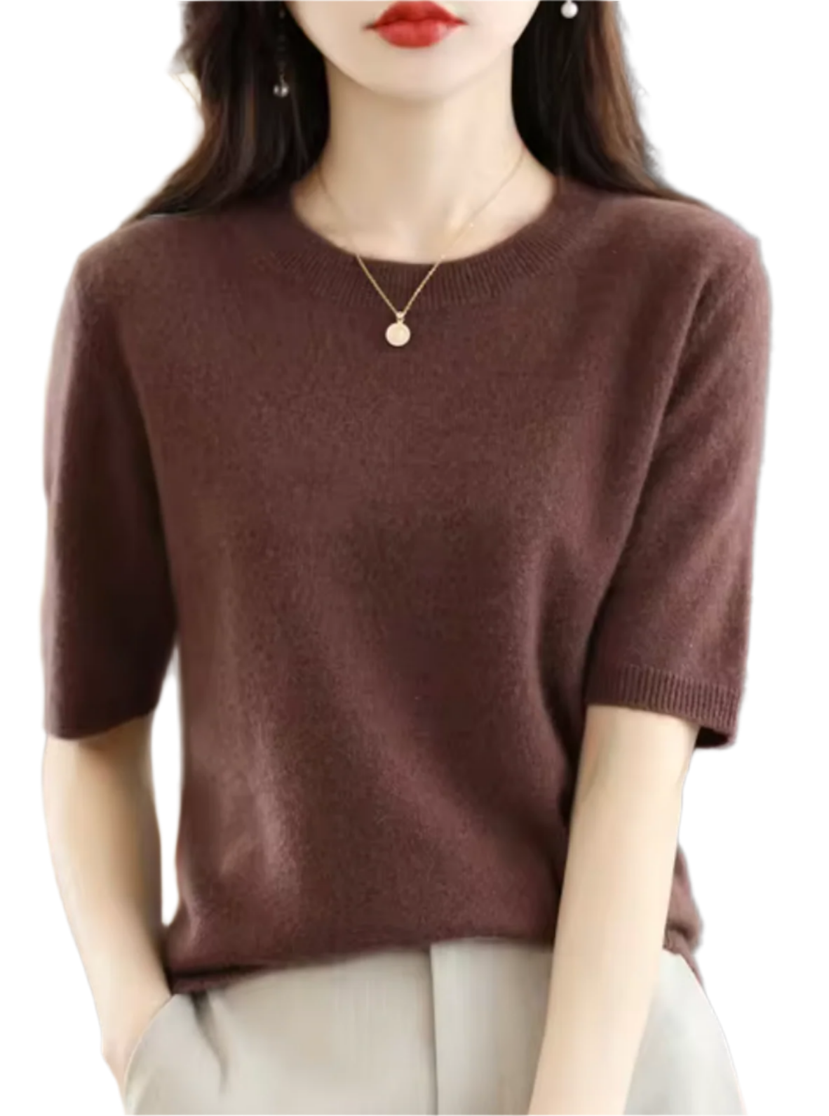 Eleganter Kurzärmliger Pullover – Hochwertige Wolle & Kaschmir – Schlanke Passform