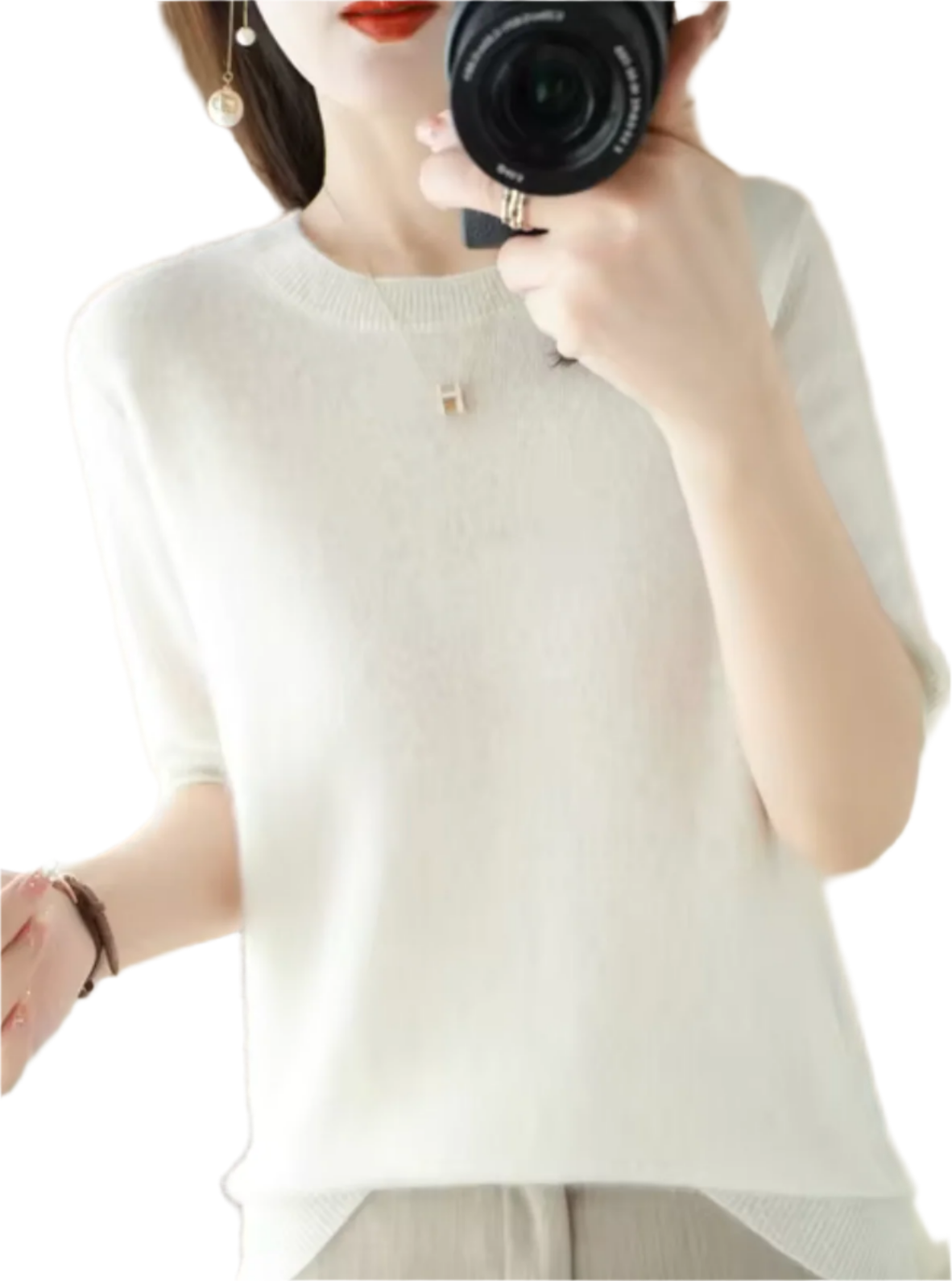 Eleganter Kurzärmliger Pullover – Hochwertige Wolle & Kaschmir – Schlanke Passform