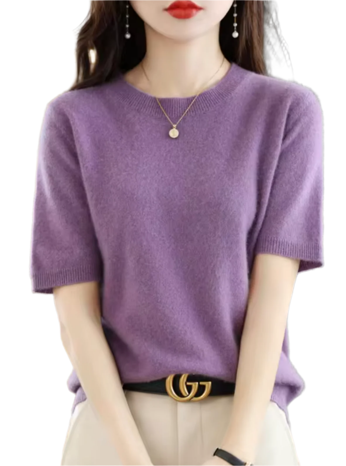Eleganter Kurzärmliger Pullover – Hochwertige Wolle & Kaschmir – Schlanke Passform