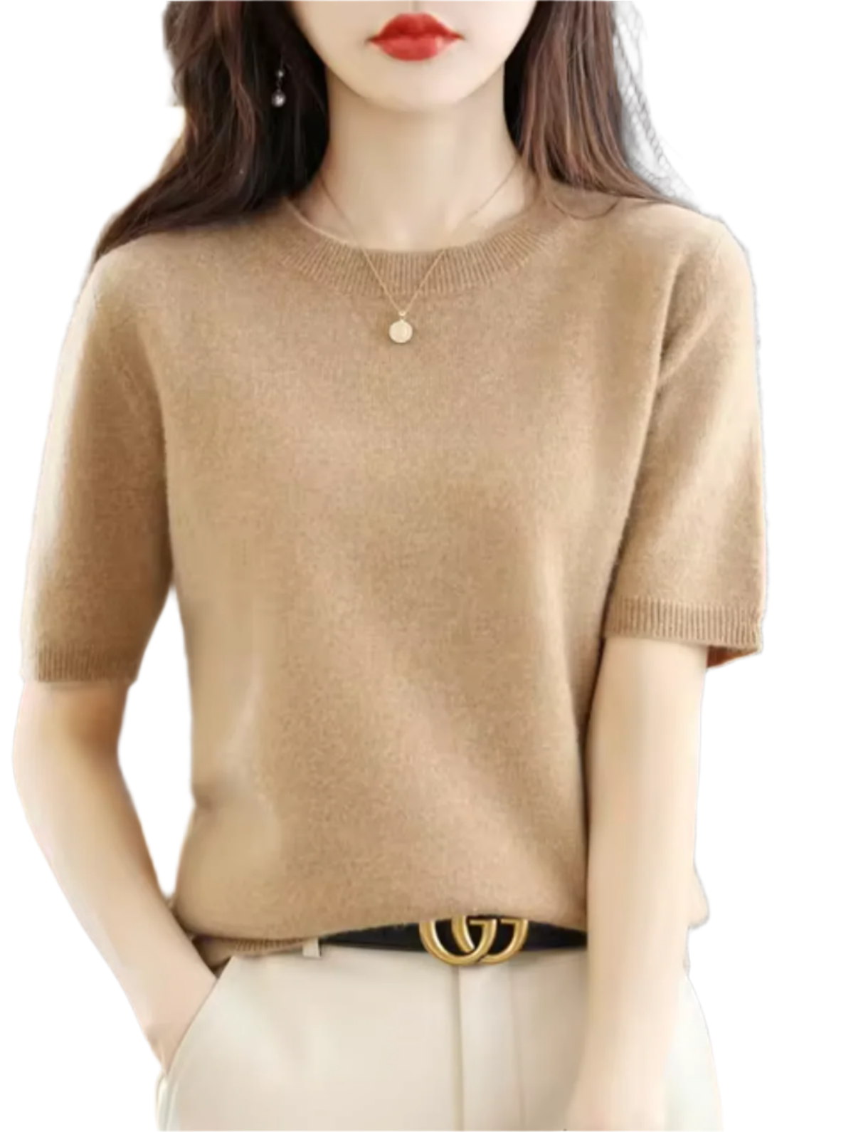 Eleganter Kurzärmliger Pullover – Hochwertige Wolle & Kaschmir – Schlanke Passform