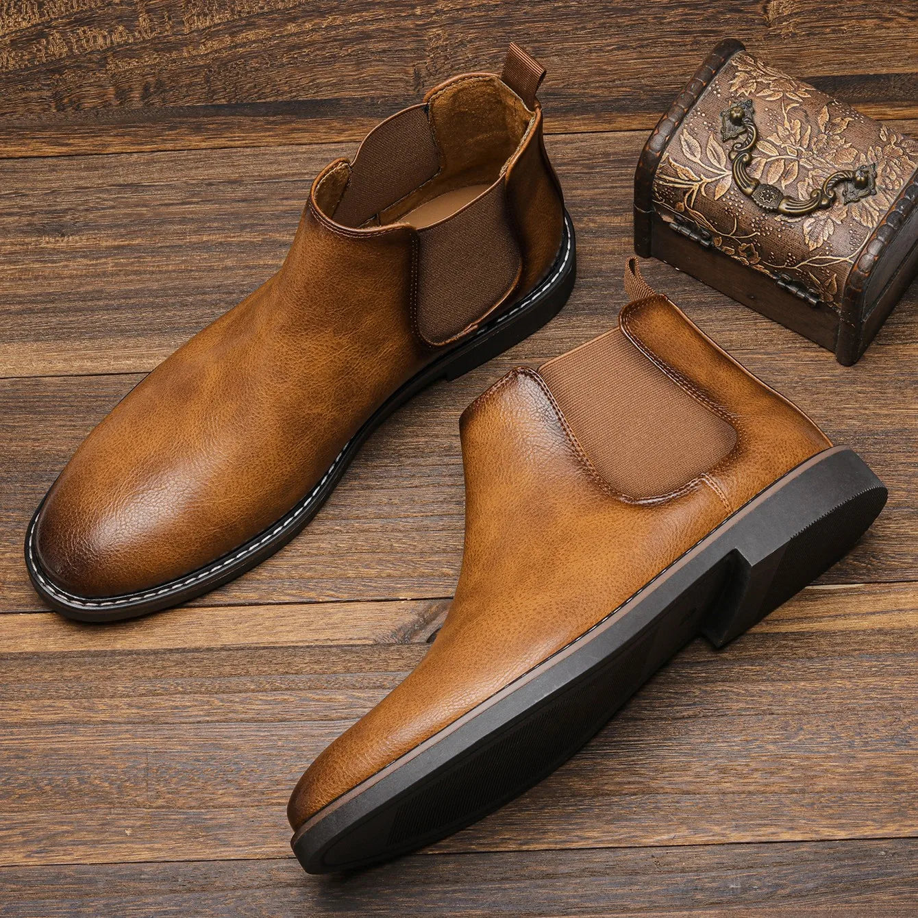 Eleganter Chelsea-Stiefel aus Leder für Herren – Stilvoll & Komfortabel in Schwarz oder Braun 8