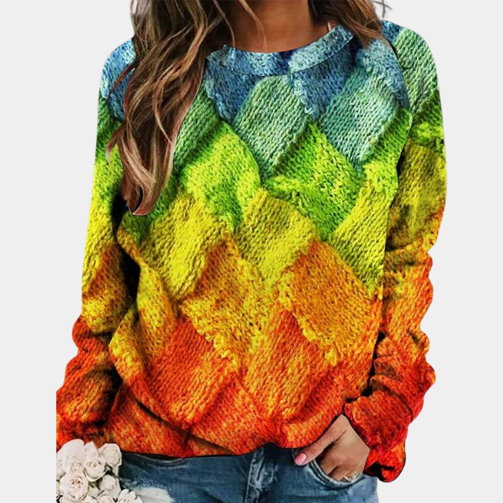 Farbenfrohe Damenstrickjacke – Stilvoll & Bequem