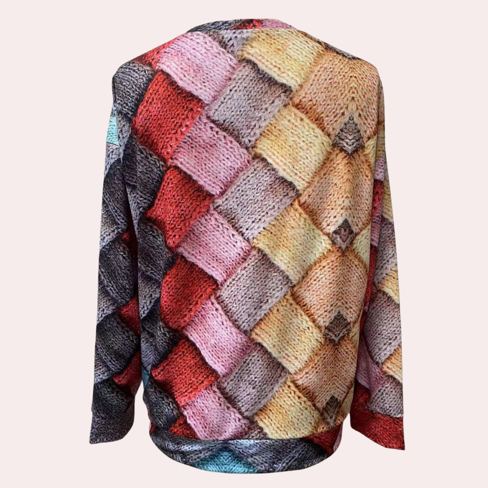 Farbenfrohe Damenstrickjacke – Stilvoll & Bequem