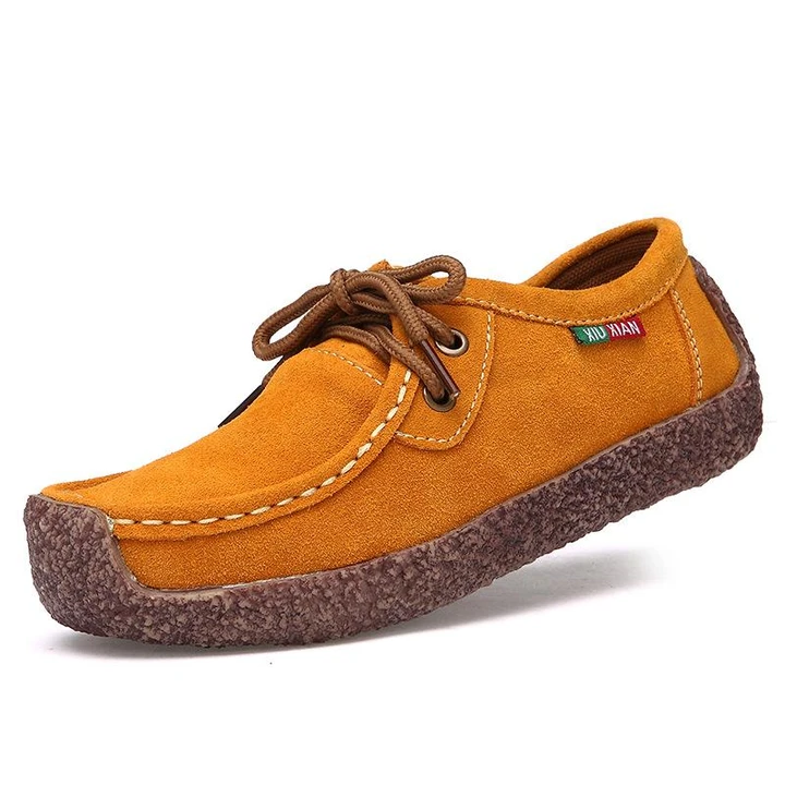 Flache Wildleder-Schnürschuhe für Damen – Bequem und vielseitig für den ganzen Tag
