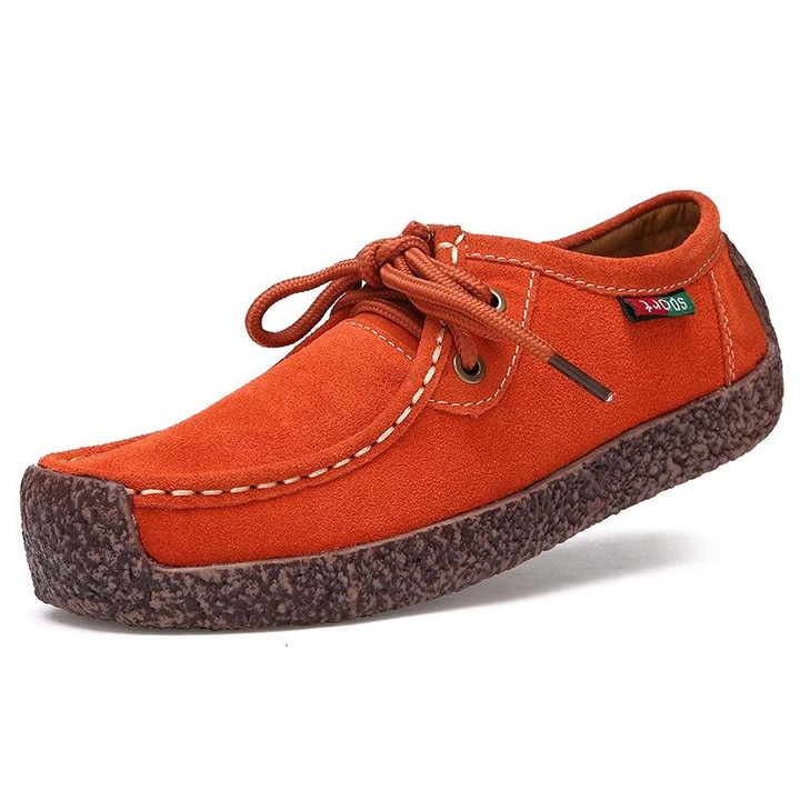 Flache Wildleder-Schnürschuhe für Damen – Bequem und vielseitig für den ganzen Tag