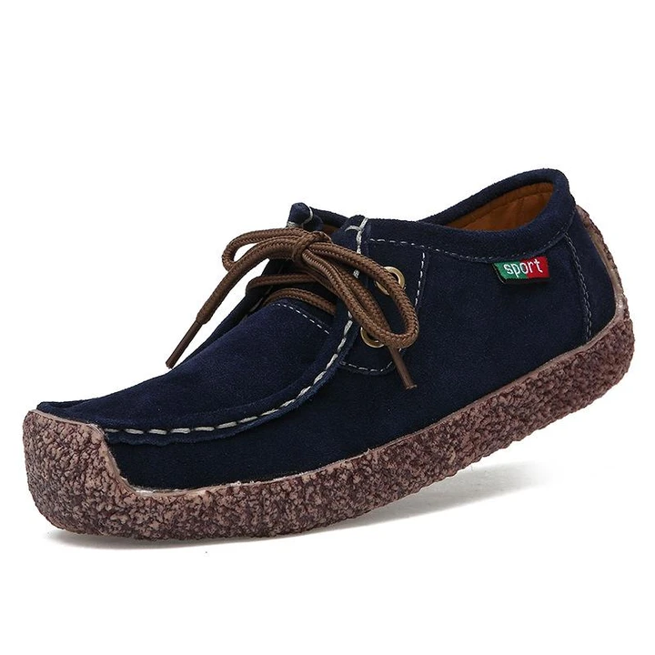 Flache Wildleder-Schnürschuhe für Damen – Bequem und vielseitig für den ganzen Tag