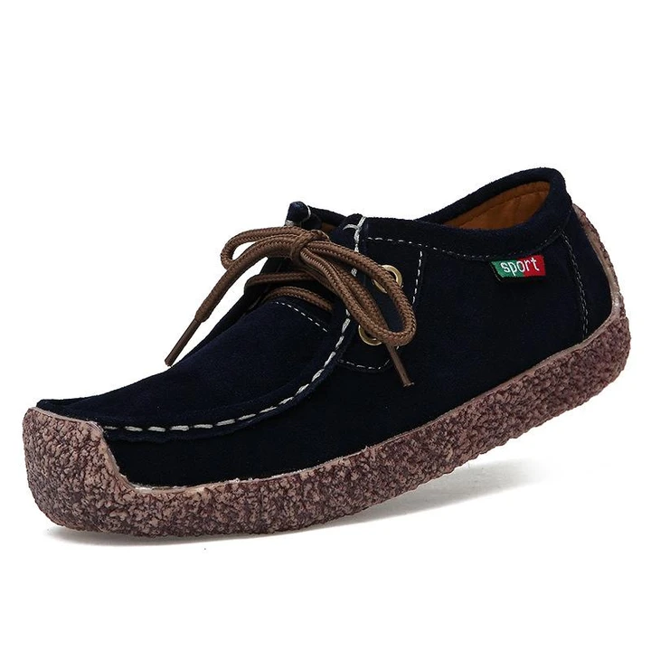 Flache Wildleder-Schnürschuhe für Damen – Bequem und vielseitig für den ganzen Tag