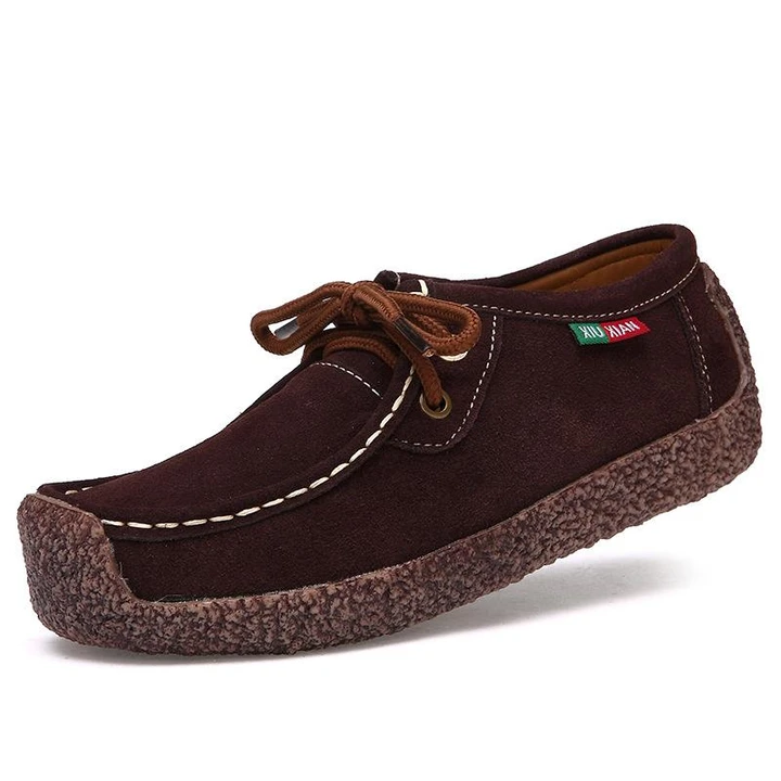 Flache Wildleder-Schnürschuhe für Damen – Bequem und vielseitig für den ganzen Tag