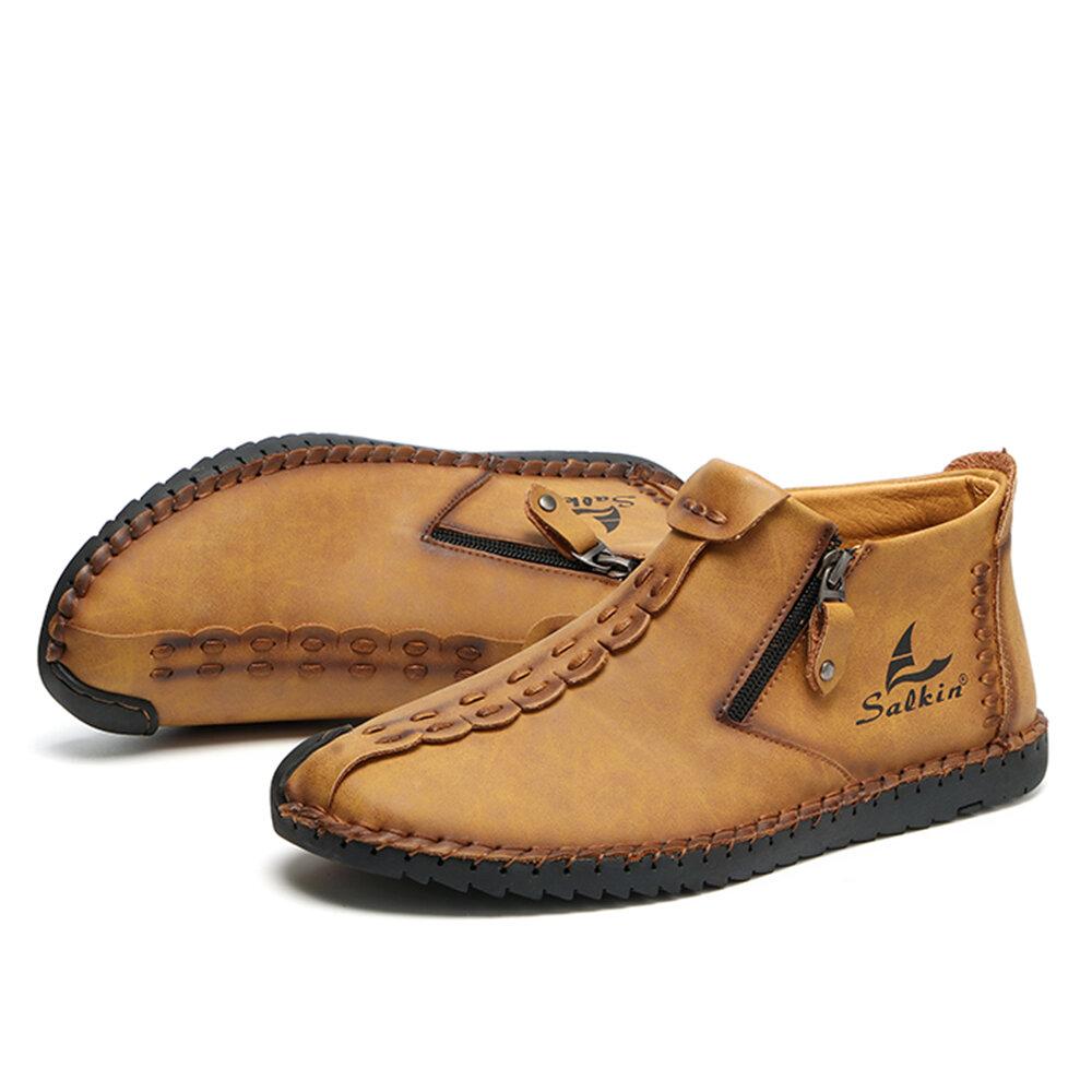 Handgenähte Stiefeletten für Herren – Weiches und bequemes Slip-On-Design
