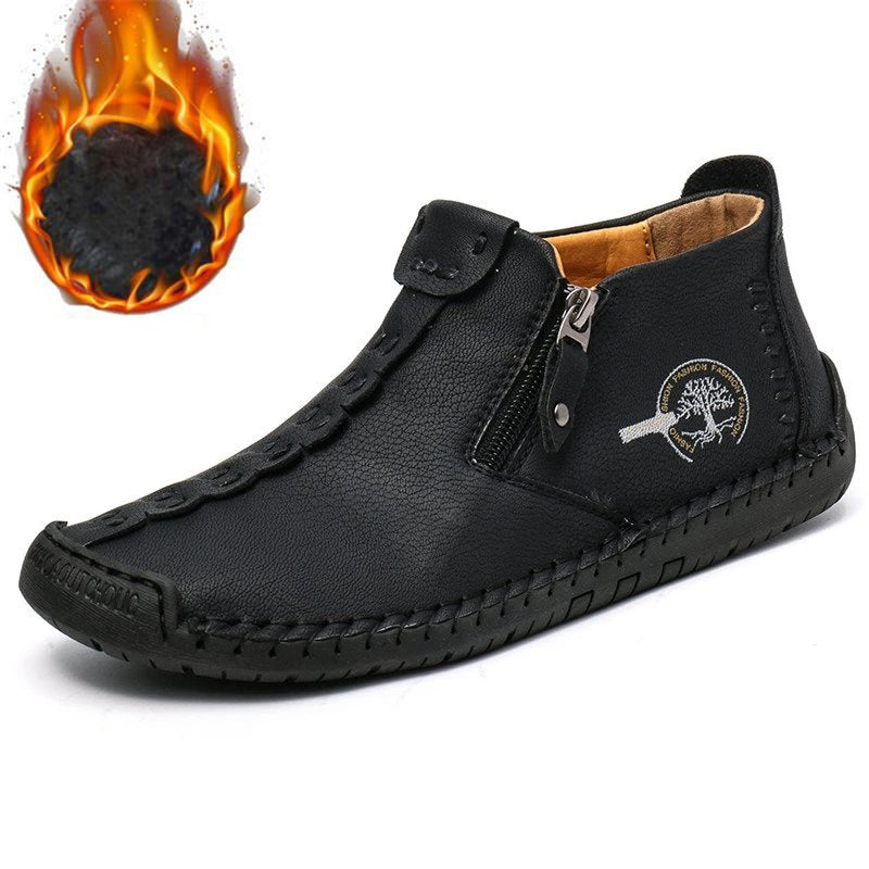 Handgenähte schwarze Stiefeletten für Herren – Stylisch & Rutschfest