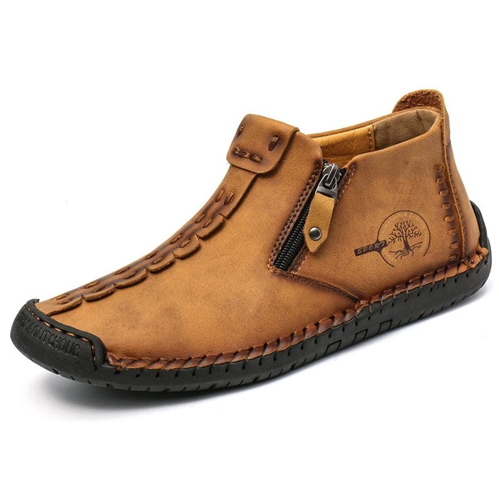 Handgenähte schwarze Stiefeletten für Herren – Stylisch & Rutschfest
