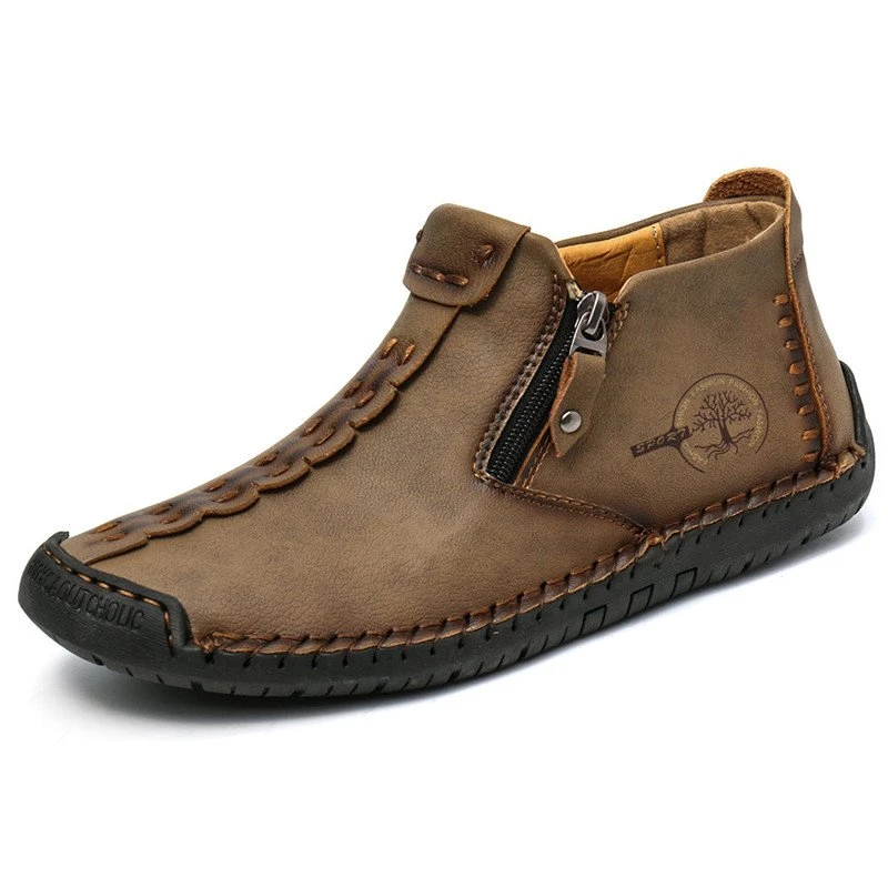 Handgenähte schwarze Stiefeletten für Herren – Stylisch & Rutschfest