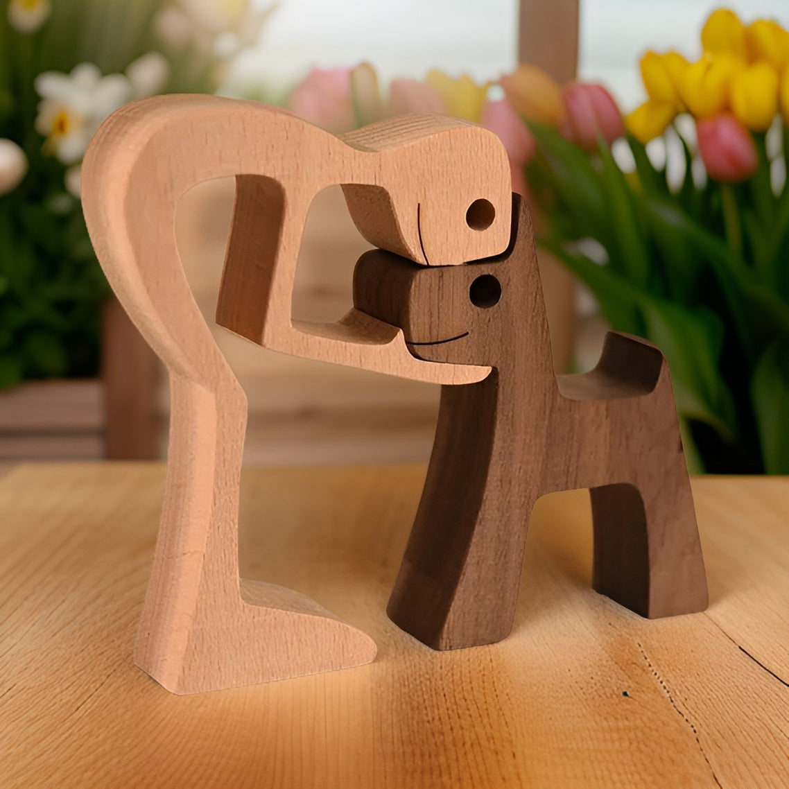 HeartPaw – Handgefertigte Holzskulptur als Symbol der Freundschaft zwischen Mensch & Hund