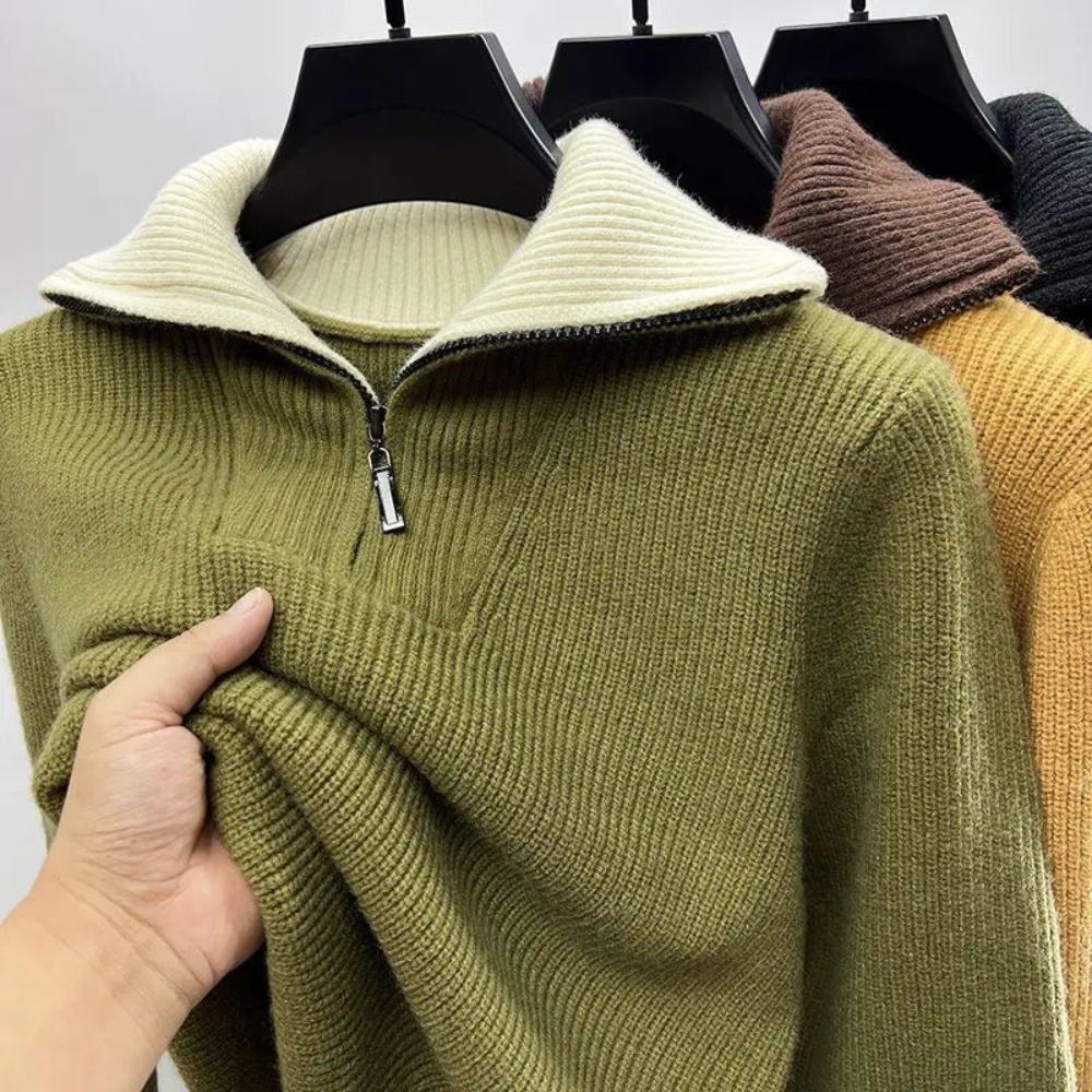 Herren Stehkragen Pullover – Sportlich Elegant mit Reißverschluss