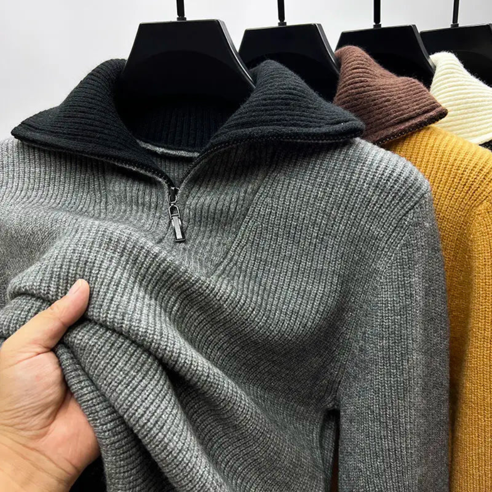Herren Stehkragen Pullover – Sportlich Elegant mit Reißverschluss